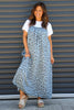 Lantic Strap Leopard Print Denim Dress Light Denim