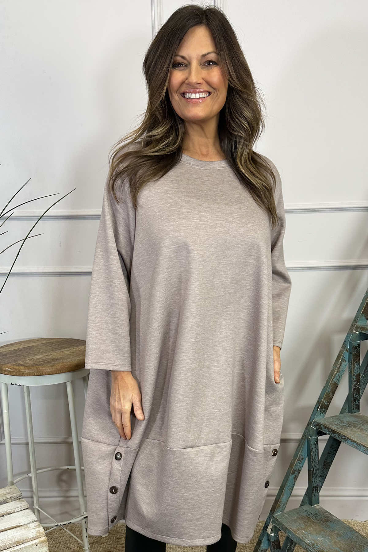 Lyanna Button Detail Tunic Mocha