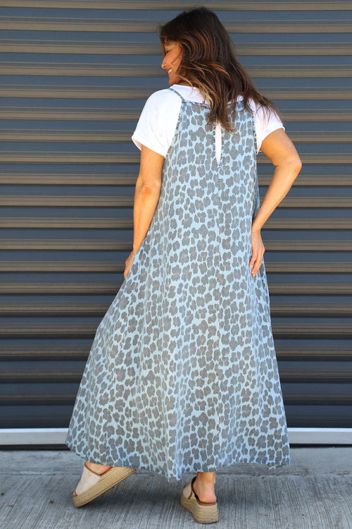 Lantic Strap Leopard Print Denim Dress Light Denim - Image 4