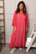 Linette Washed Linen Dress Fuchsia Fuchsia - Linette Washed Linen Dress Fuchsia