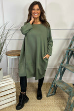 Lyanna Button Detail Tunic Khaki Khaki - Lyanna Button Detail Tunic Khaki