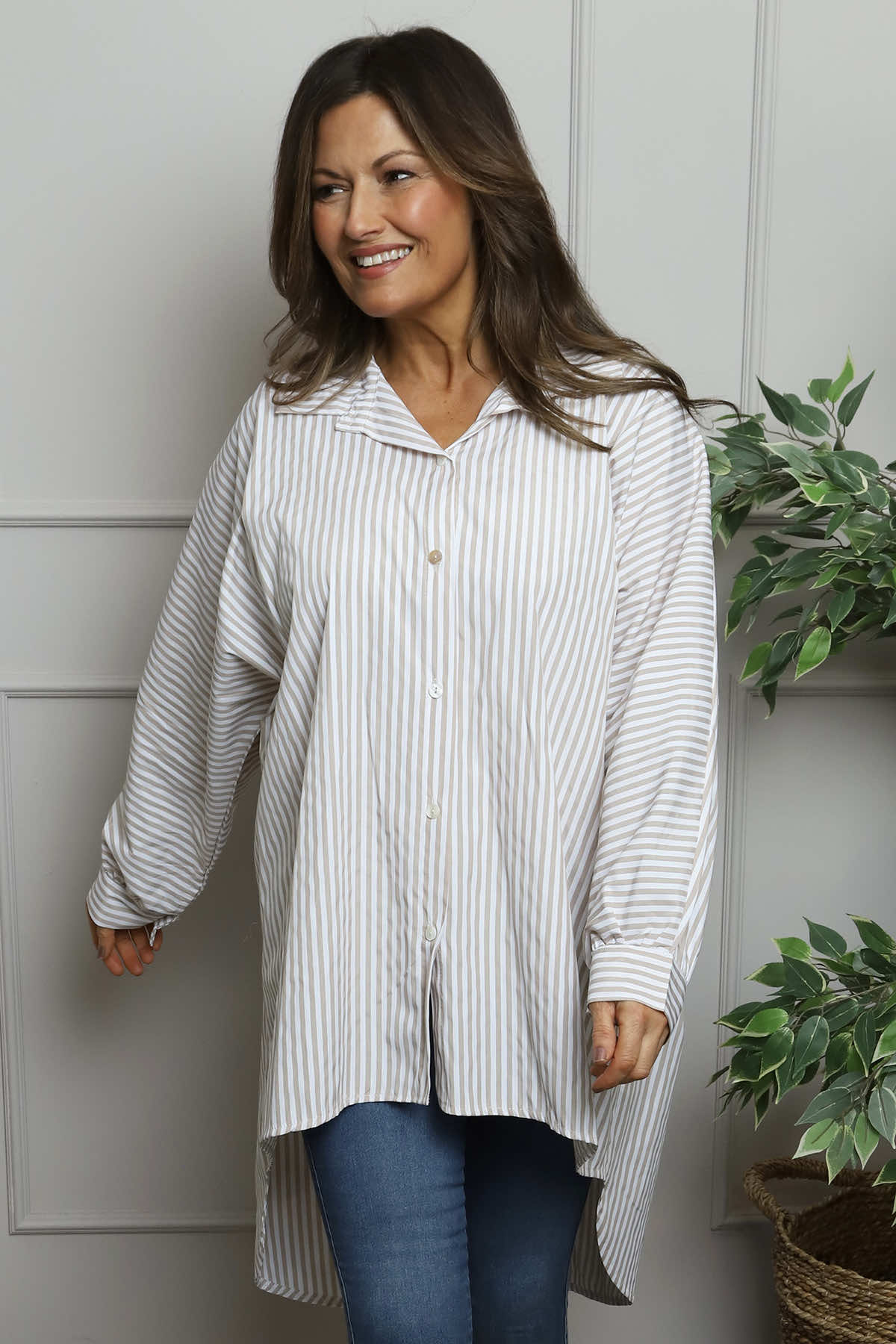 Christina Stripe Shirt Mocha