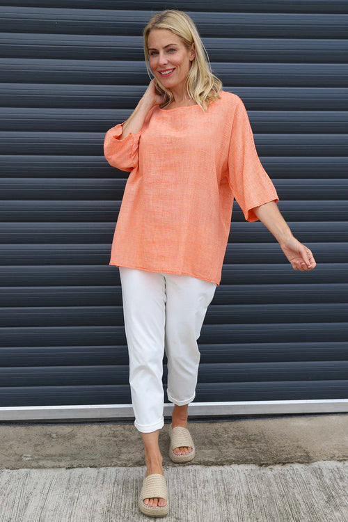 Caylen Stripe Cotton Top Orange - Image 2