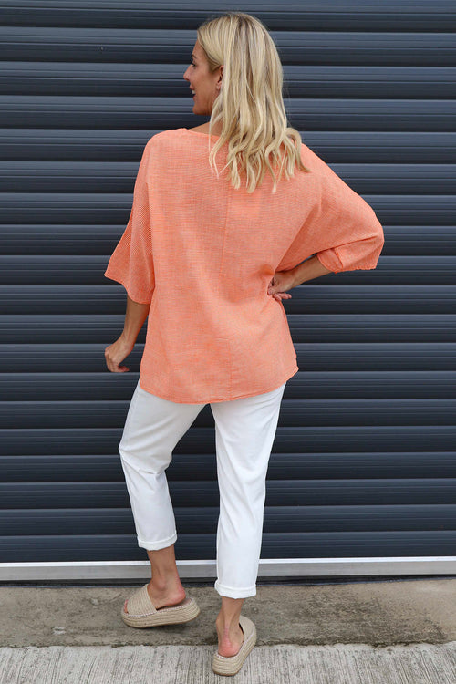 Caylen Stripe Cotton Top Orange - Image 4