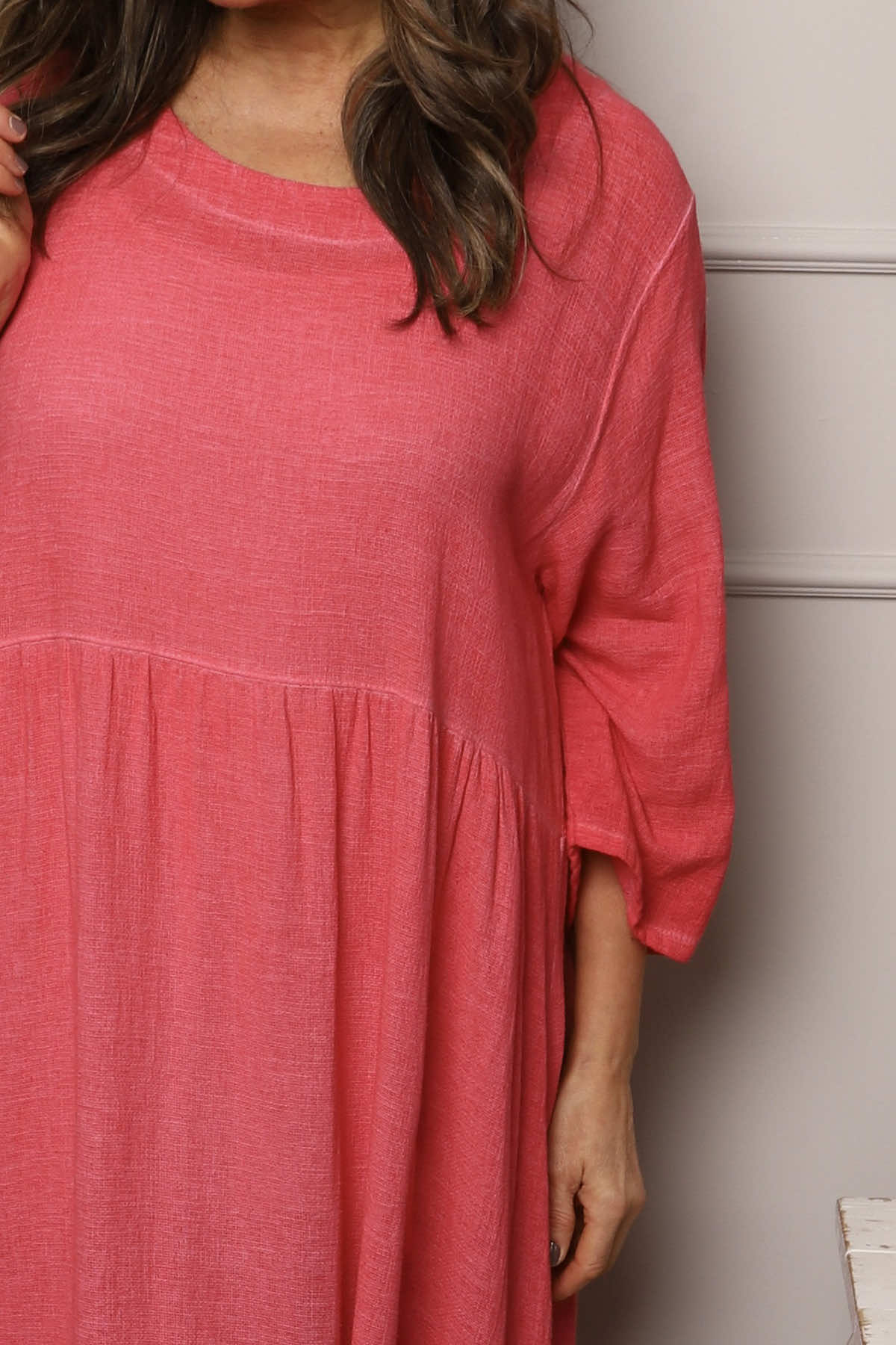 Linette Washed Linen Dress Fuchsia
