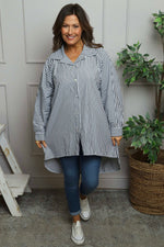 Christina Stripe Shirt Black Black - Christina Stripe Shirt Black