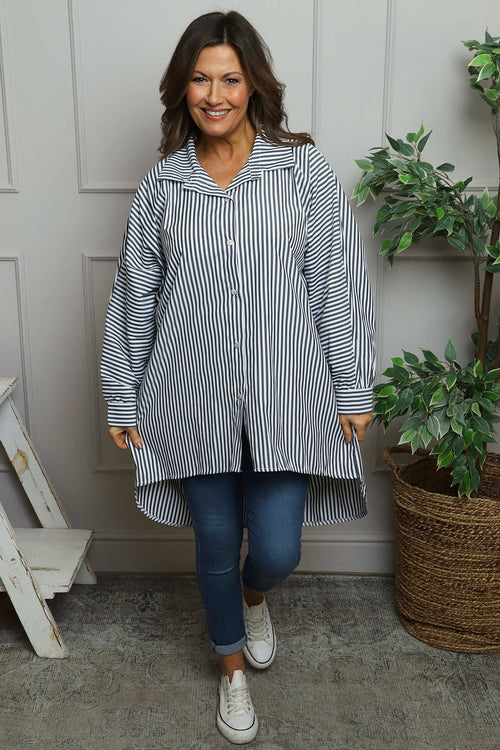 Christina Stripe Shirt Black - Image 1
