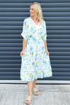 Amyla Floral Print Dress Light Blue