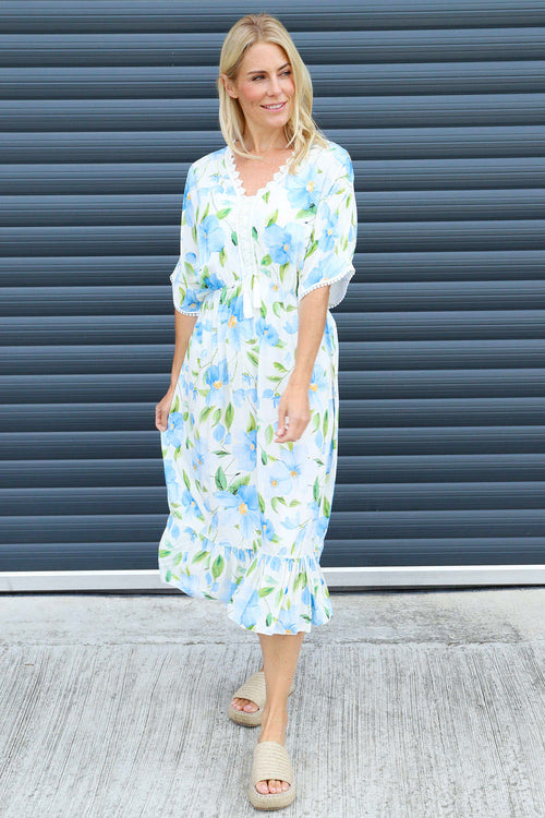 Amyla Floral Print Dress Light Blue - Image 2
