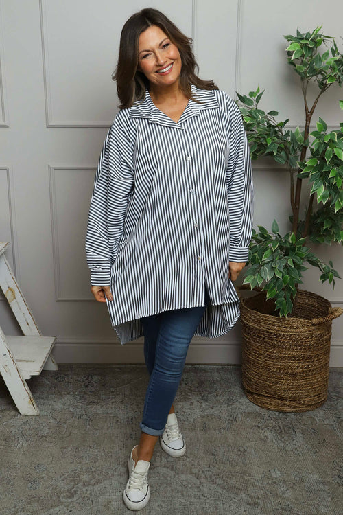 Christina Stripe Shirt Black - Image 2