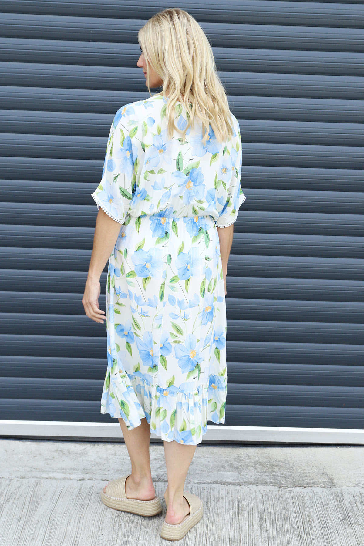 Amyla Floral Print Dress Light Blue