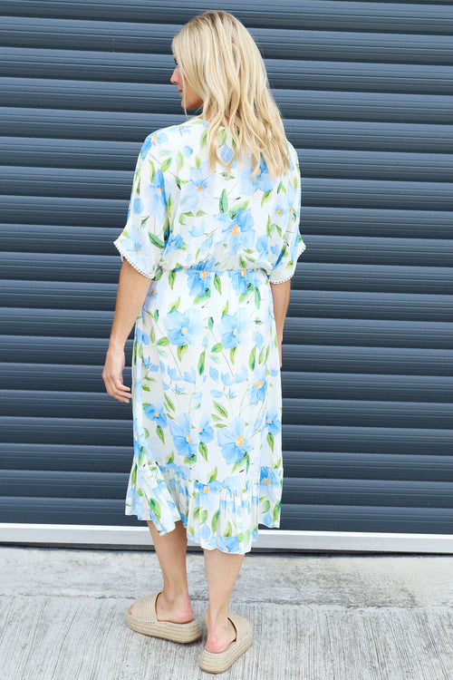 Amyla Floral Print Dress Light Blue - Image 4