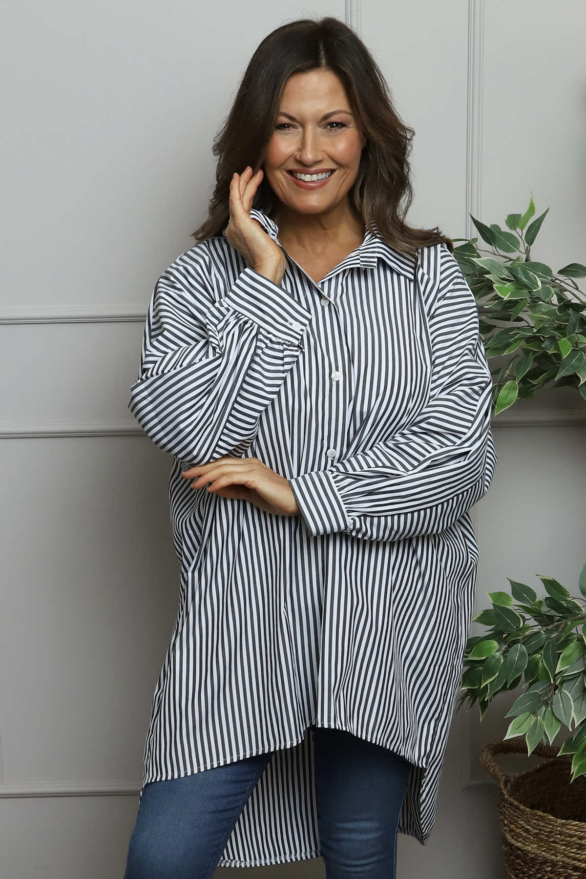 Christina Stripe Shirt Black