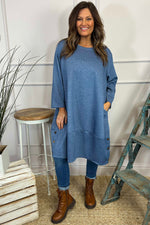 Lyanna Button Detail Tunic Blue Blue - Lyanna Button Detail Tunic Blue