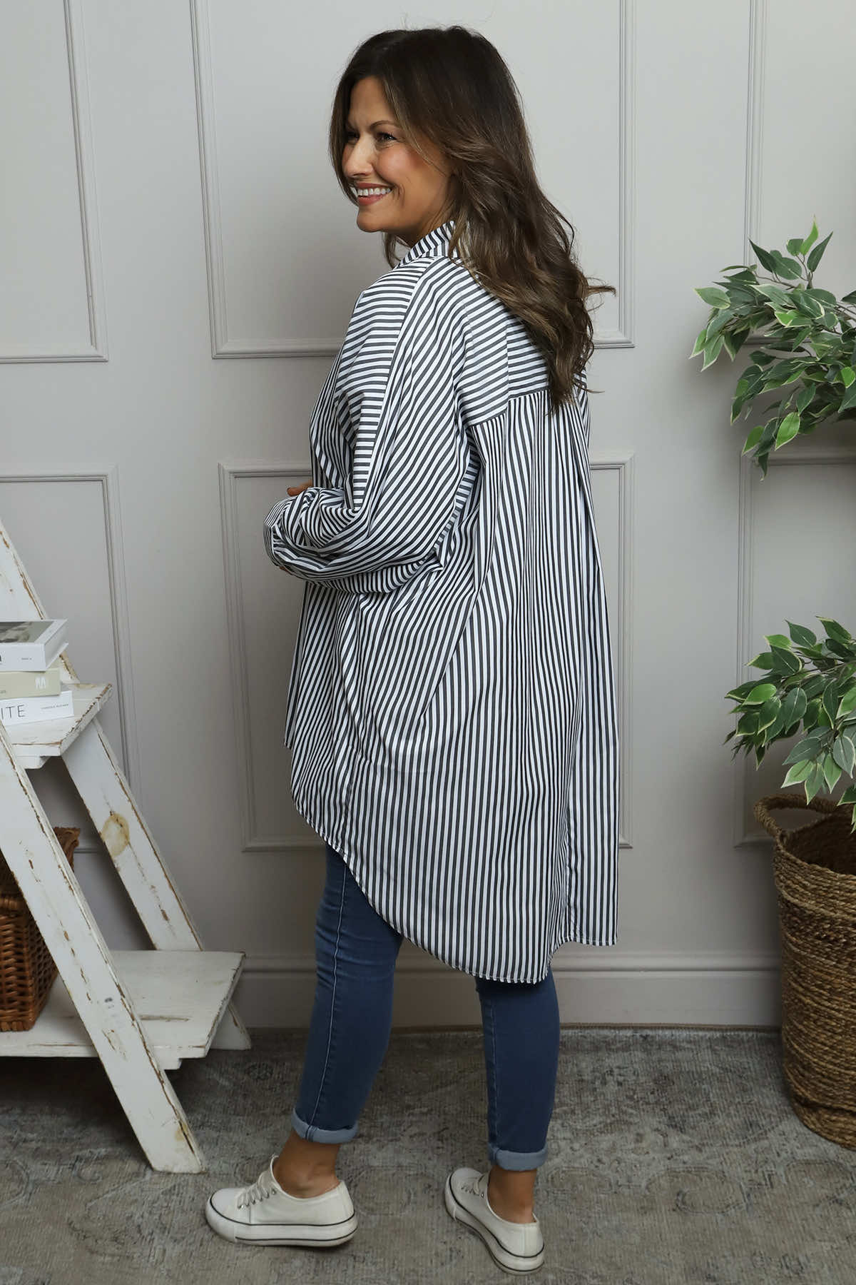 Christina Stripe Shirt Black