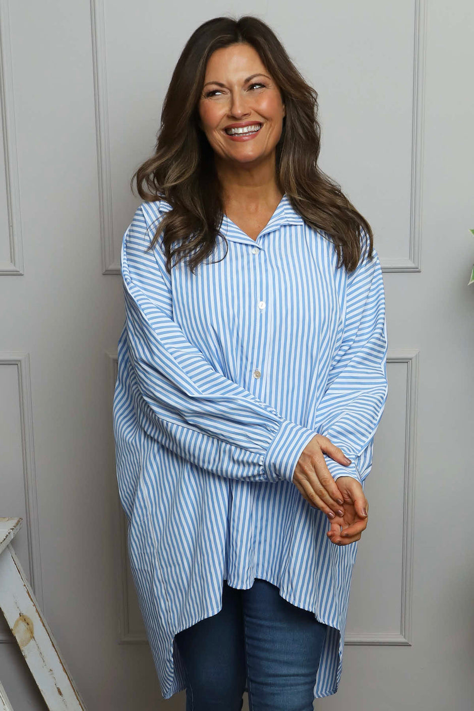 Christina Stripe Shirt Powder Blue