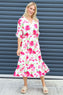 Amyla Floral Print Dress Fuchsia