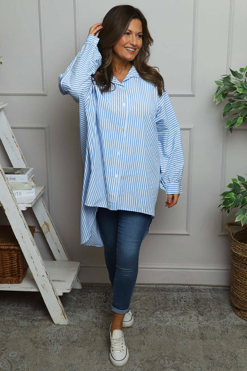 Christina Stripe Shirt Powder Blue - Image 3