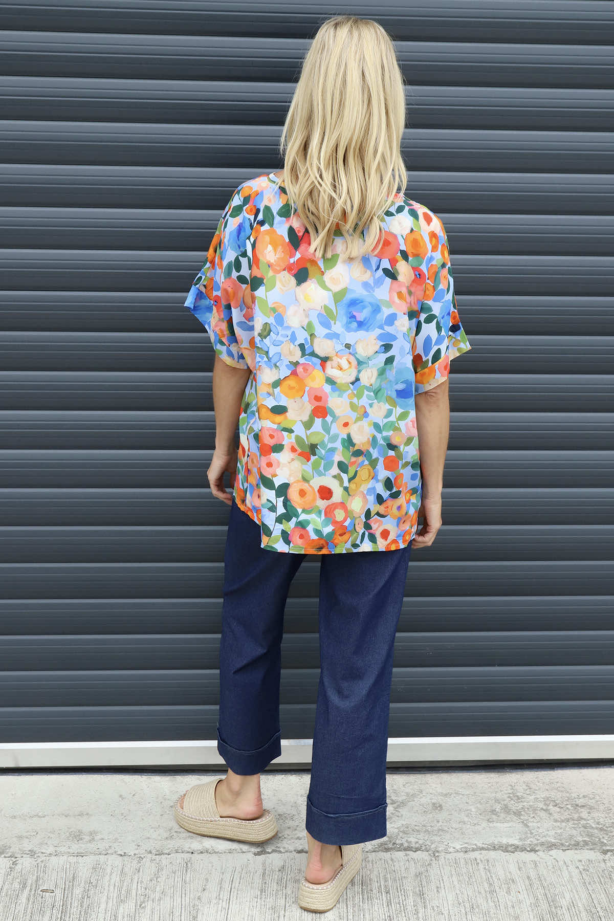 Luciella Print Top Light Blue