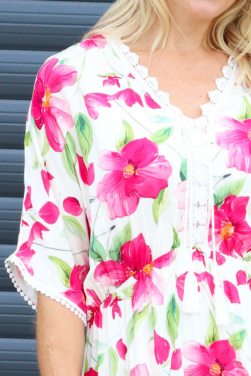 Amyla Floral Print Dress Fuchsia - Image 3