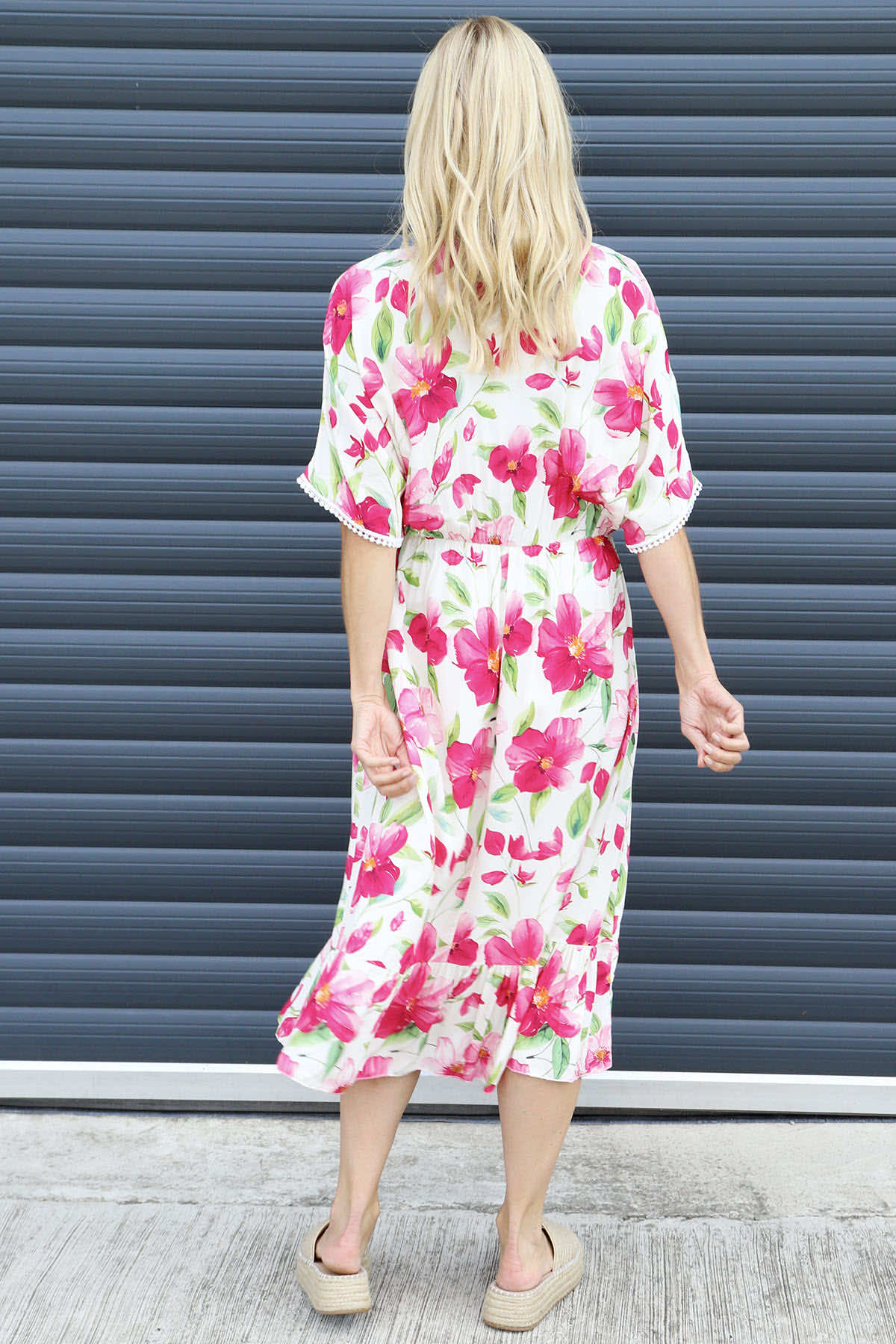 Amyla Floral Print Dress Fuchsia