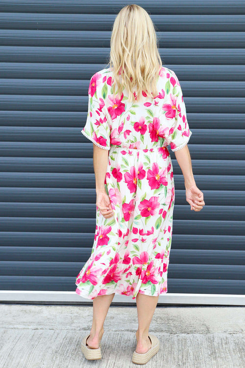 Amyla Floral Print Dress Fuchsia - Image 4
