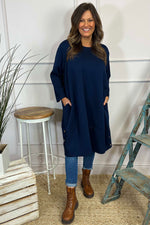 Lyanna Button Detail Tunic Navy Navy - Lyanna Button Detail Tunic Navy