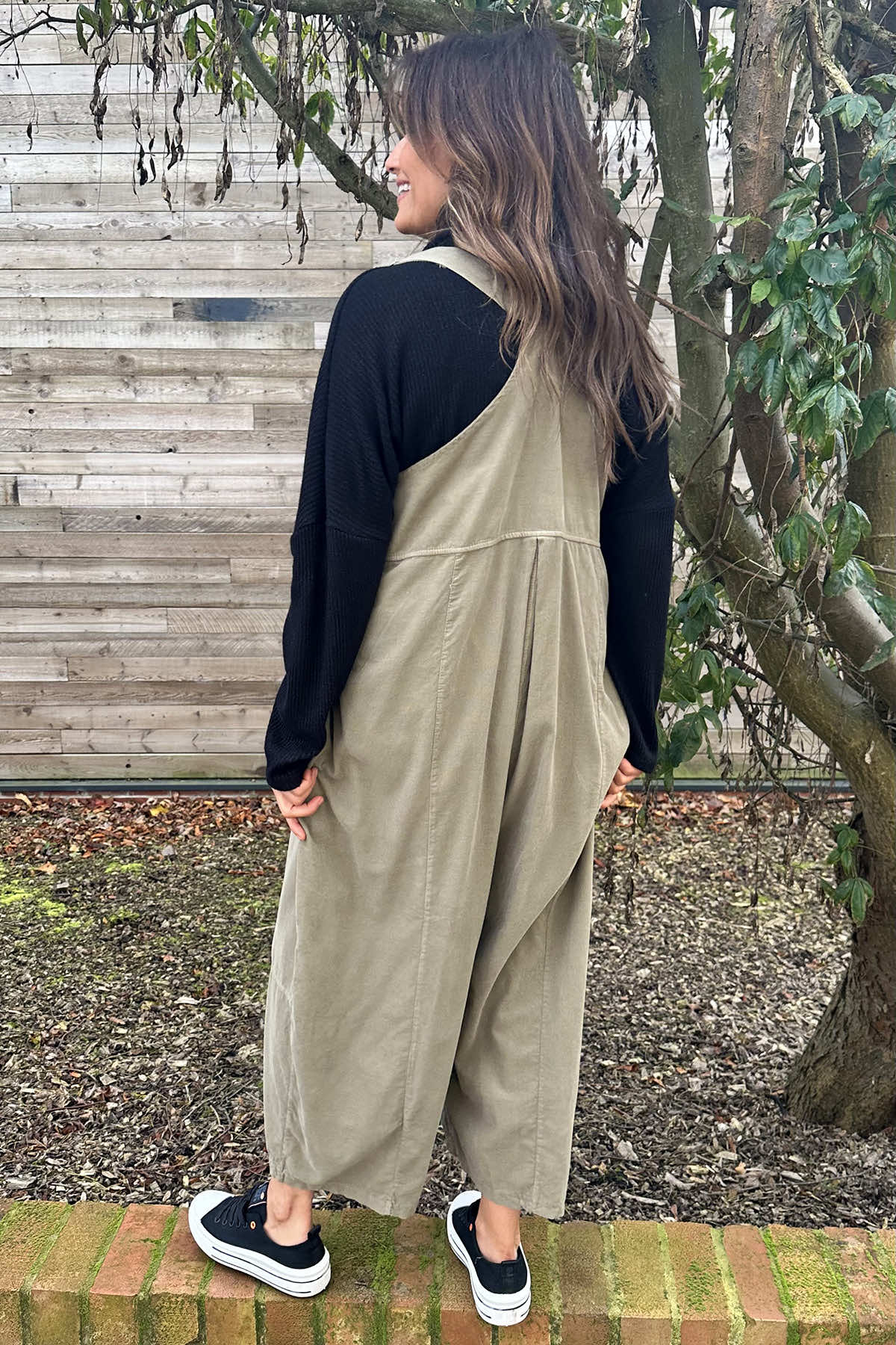 Elspeth Fine Cord Dungarees Stone