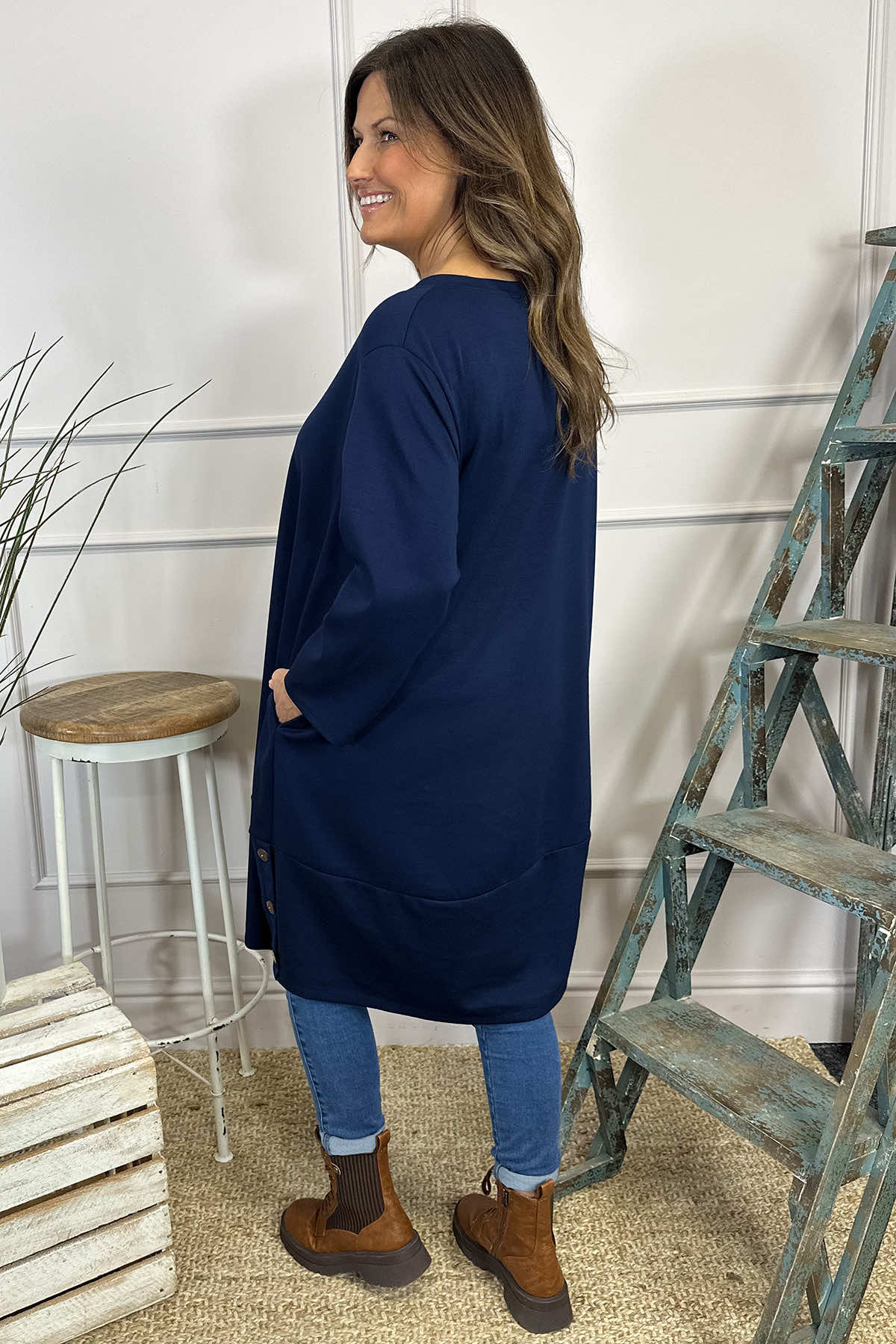 Lyanna Button Detail Tunic Navy