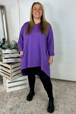 Binky Dipped Hem Cotton Tunic Purple Purple - Binky Dipped Hem Cotton Tunic Purple