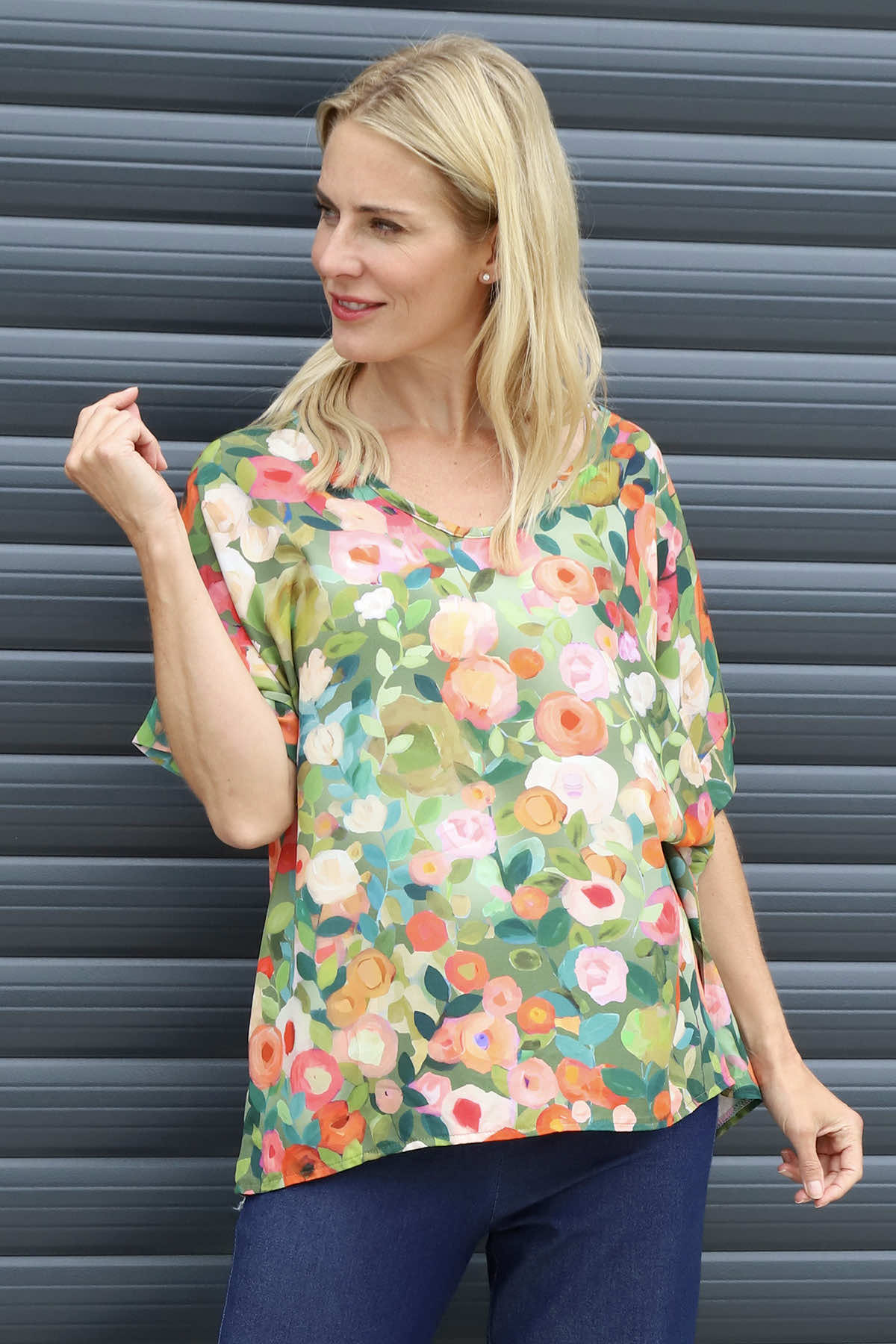 Luciella Print Top Khaki