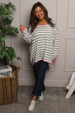 Ariella Stripe Top Grey Grey - Ariella Stripe Top Grey