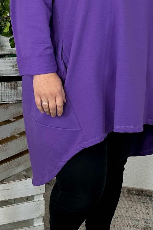 Binky Dipped Hem Cotton Tunic Purple - Image 3