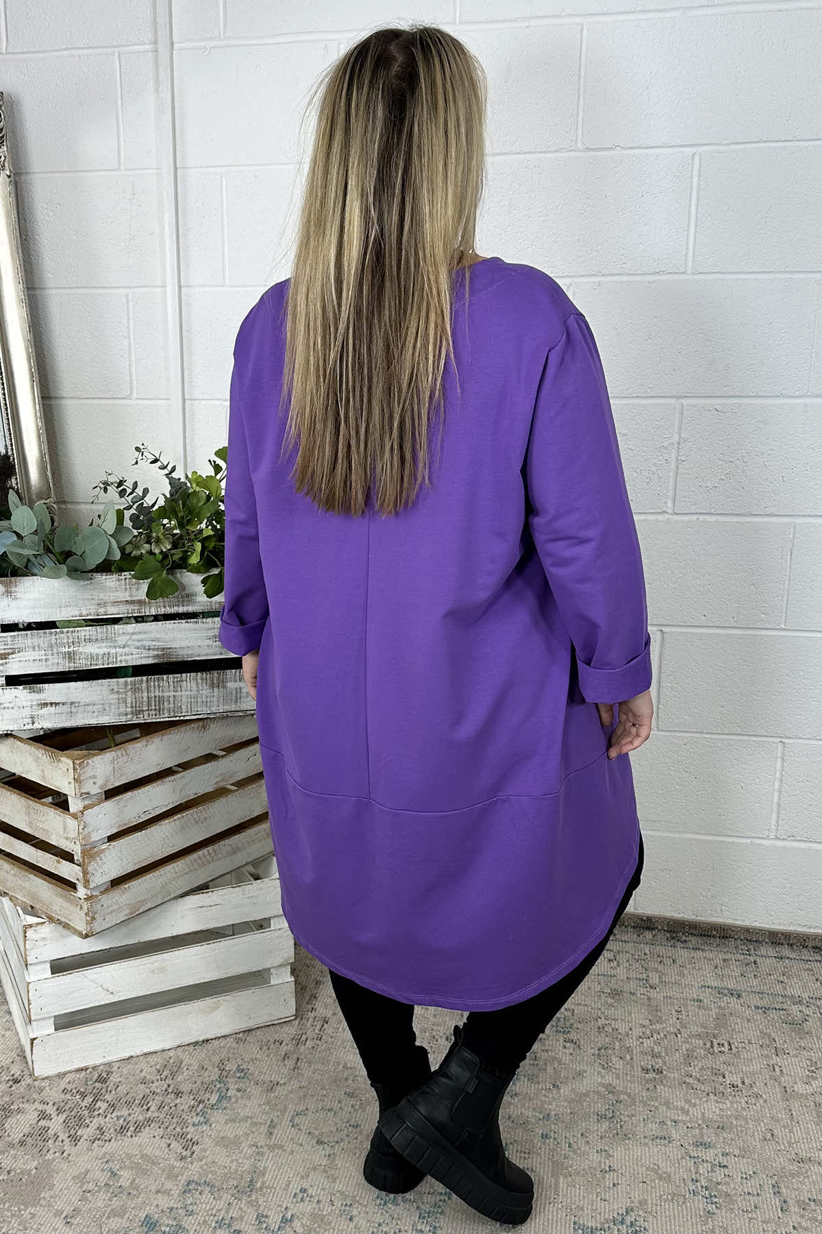 Binky Dipped Hem Cotton Tunic Purple