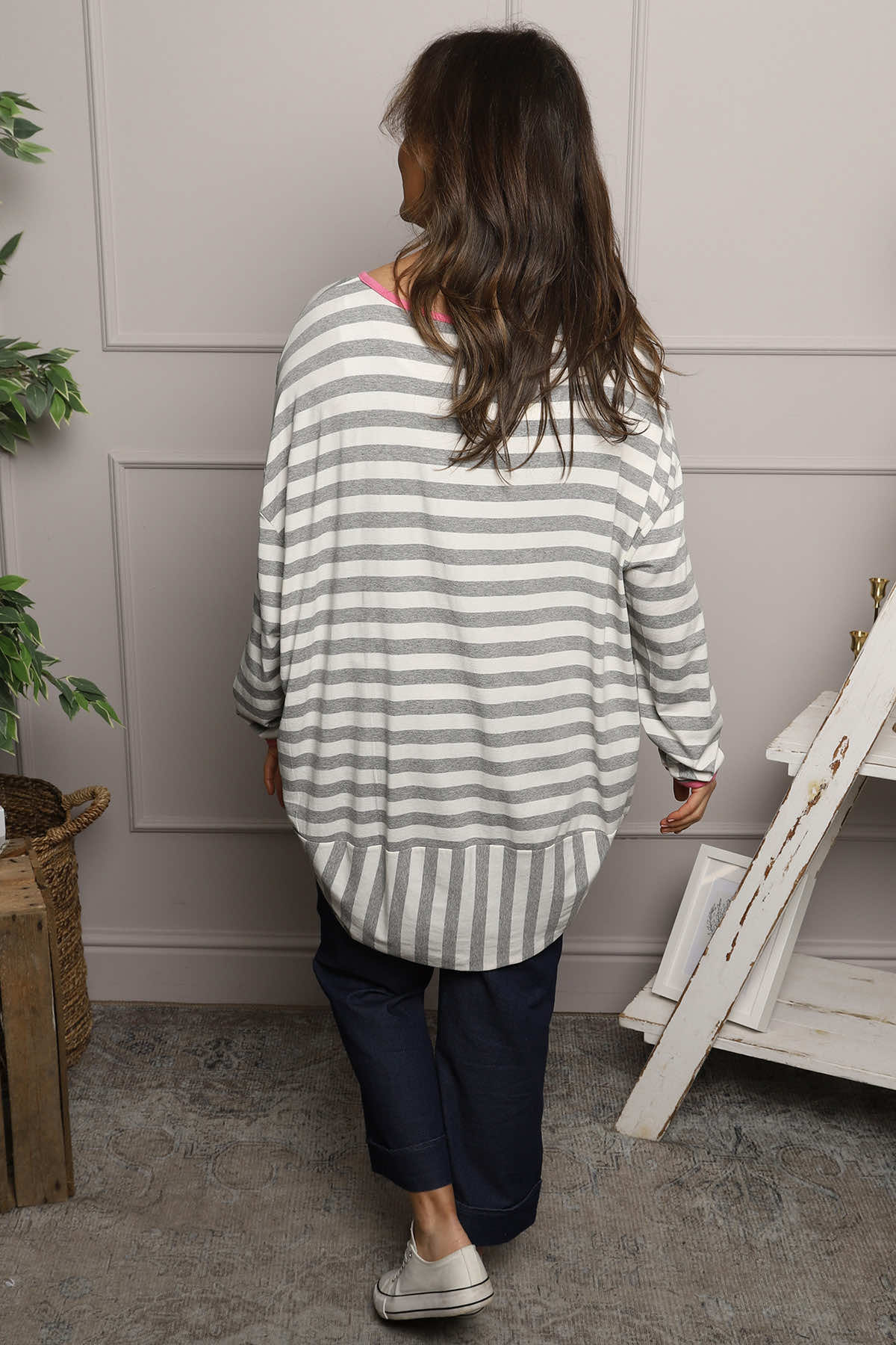 Ariella Stripe Top Grey