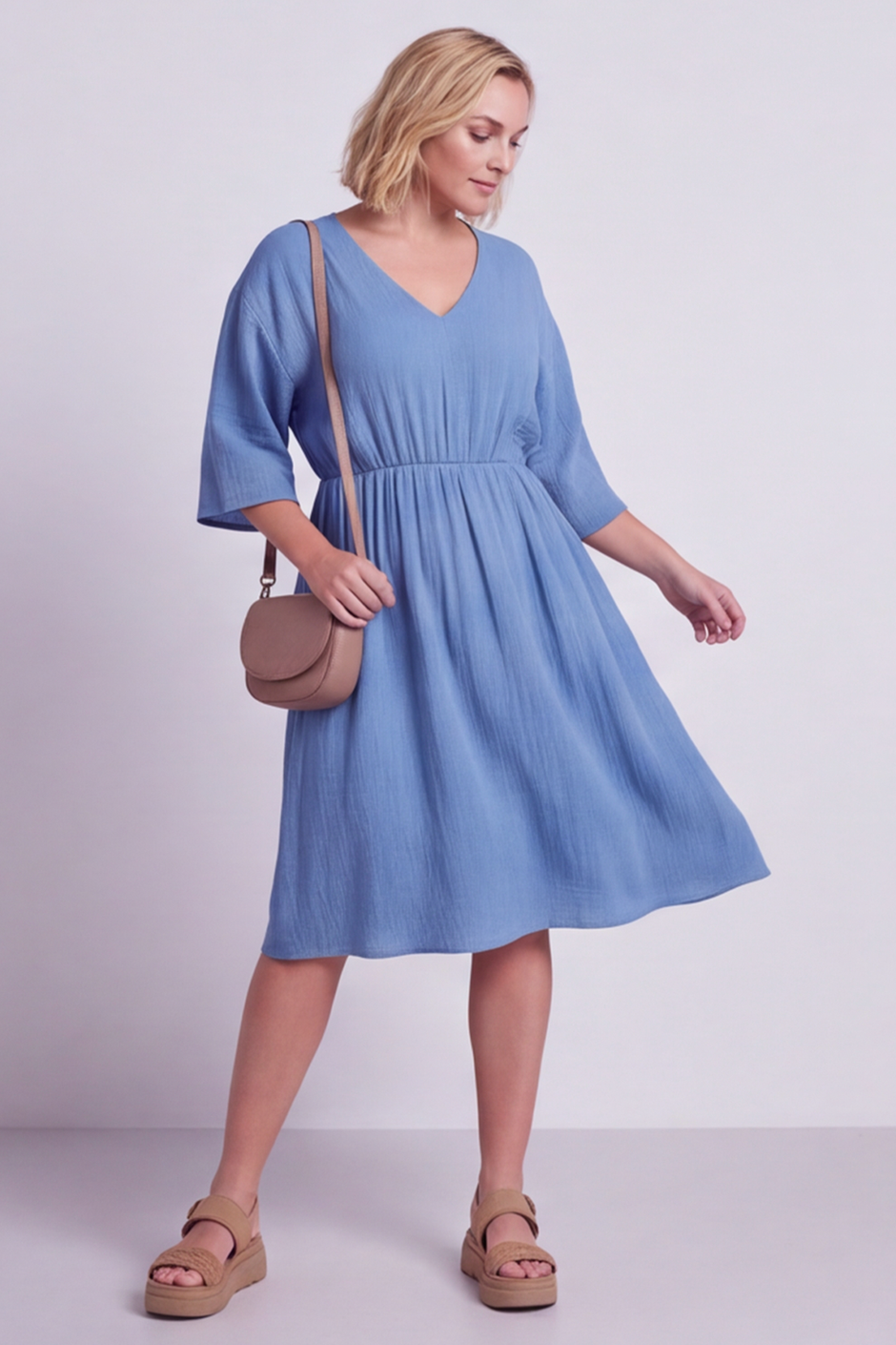 Illaria Crinkle Cotton Dress Colbalt