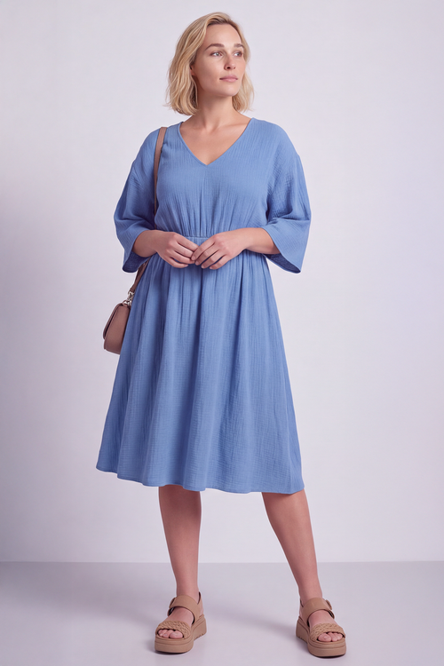 Illaria Crinkle Cotton Dress Colbalt - Image 6