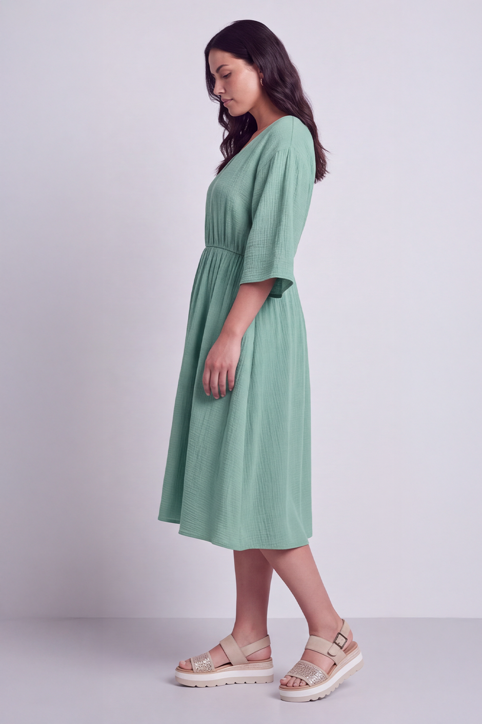 Illaria Crinkle Cotton Dress Mint Green