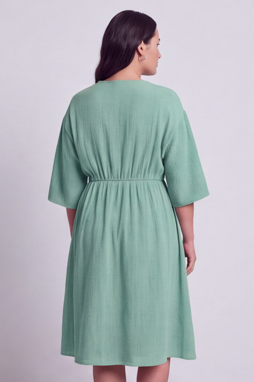 Illaria Crinkle Cotton Dress Mint Green - Image 3