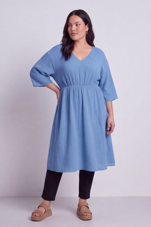 Illaria Crinkle Cotton Dress Colbalt - Image 5