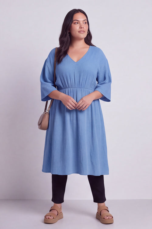Illaria Crinkle Cotton Dress Colbalt - Image 4
