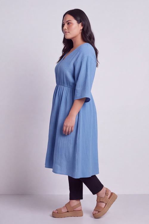 Illaria Crinkle Cotton Dress Colbalt - Image 3