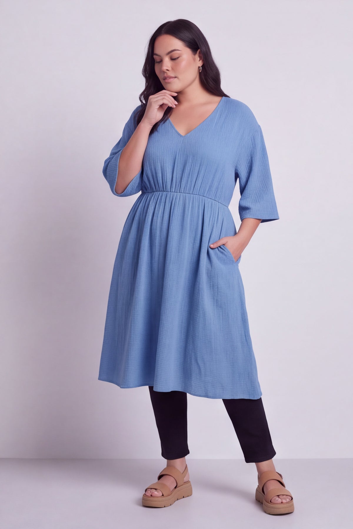 Illaria Crinkle Cotton Dress Colbalt