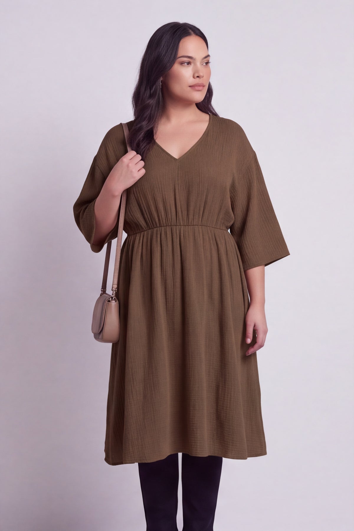 Illaria Crinkle Cotton Dress Cocoa