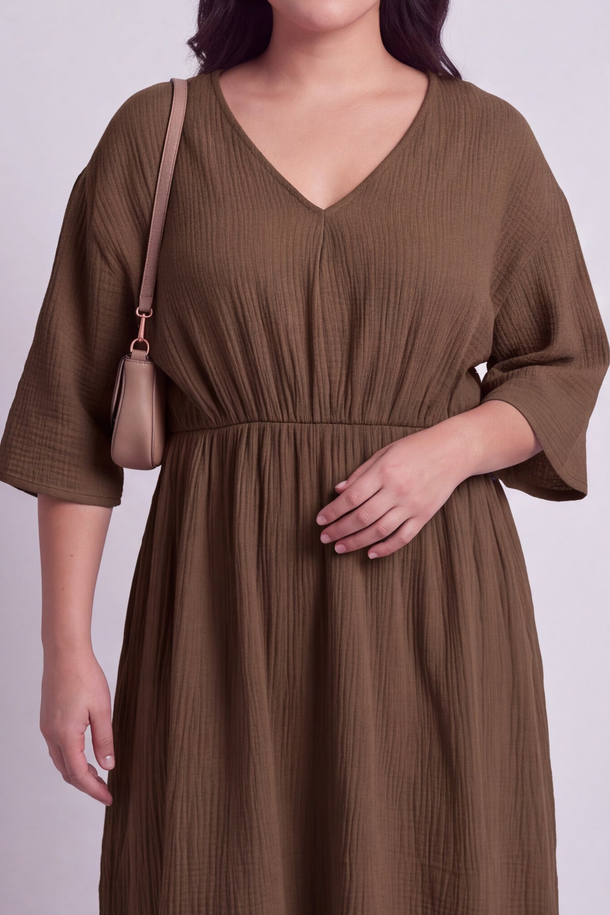 Illaria Crinkle Cotton Dress Cocoa