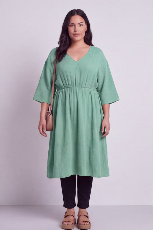 Illaria Crinkle Cotton Dress Mint Green - Image 5