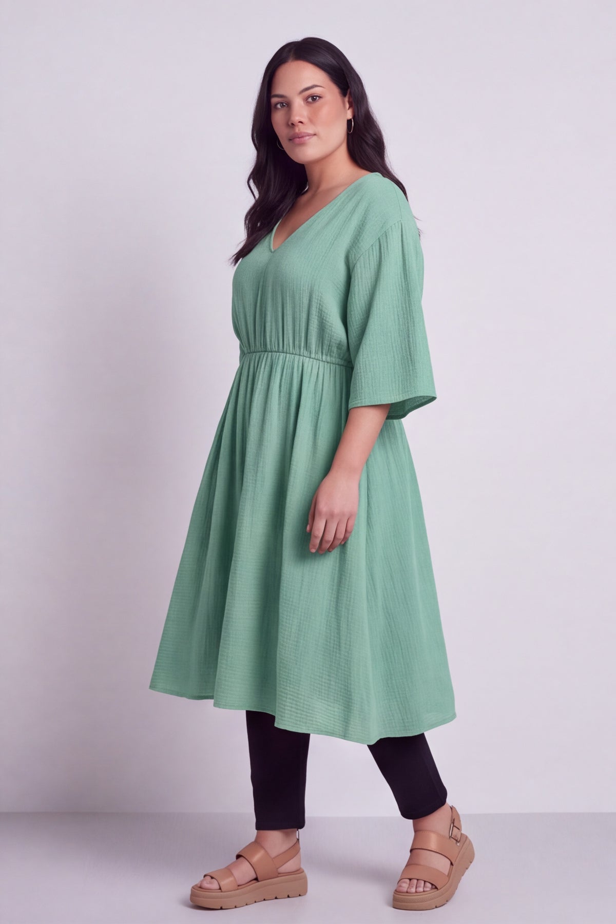Illaria Crinkle Cotton Dress Mint Green