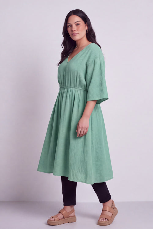 Illaria Crinkle Cotton Dress Mint Green - Image 4