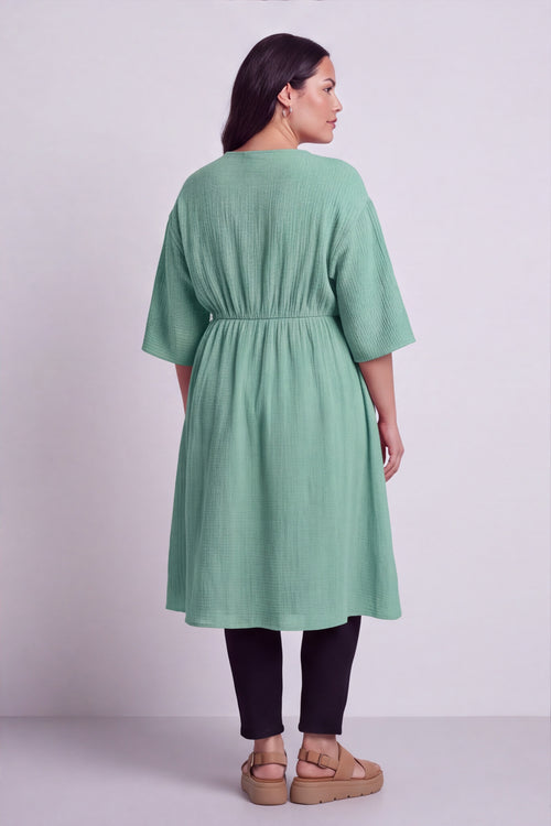 Illaria Crinkle Cotton Dress Mint Green - Image 2