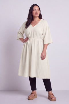 Illaria Crinkle Cotton Dress White